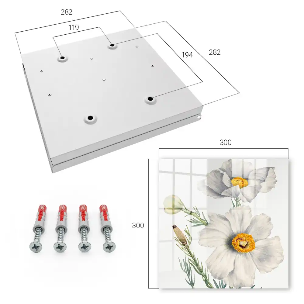 Armoire à clés fleurs blanches à cœur jaune et feuillage