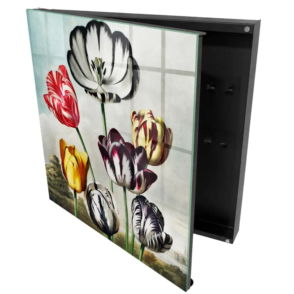 Armoire à clés tulipes rétro colorées pleines d'énergie