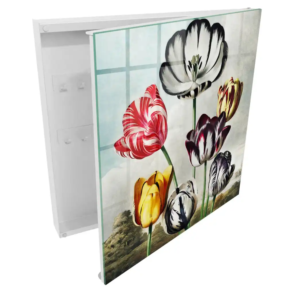 Armoire à clés tulipes rétro colorées pleines d'énergie
