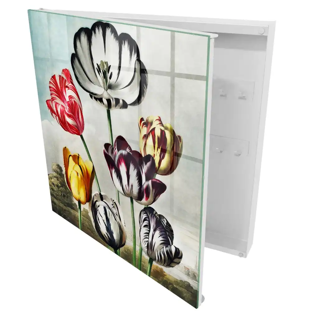 Armoire à clés tulipes rétro colorées pleines d'énergie