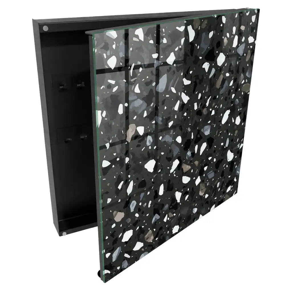 Armoire à clés mosaïque avec des taches grises contrastantes