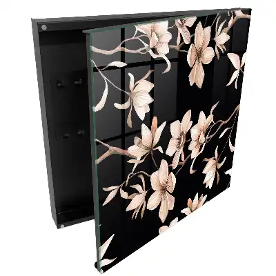 Armoire à clés fleurs sur fond sombre avec des détails subtils