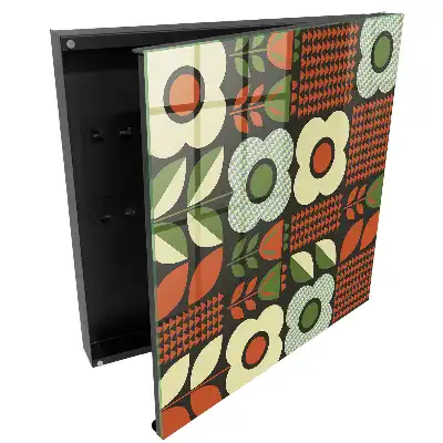 Armoire à clés fleurs colorées et motifs géométriques