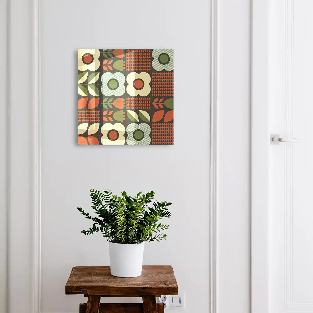 Armoire à clés fleurs colorées et motifs géométriques