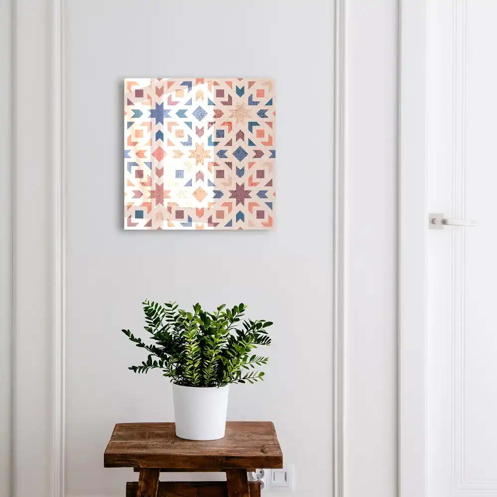 Boîte à clés motifs géométriques et couleurs chaudes
