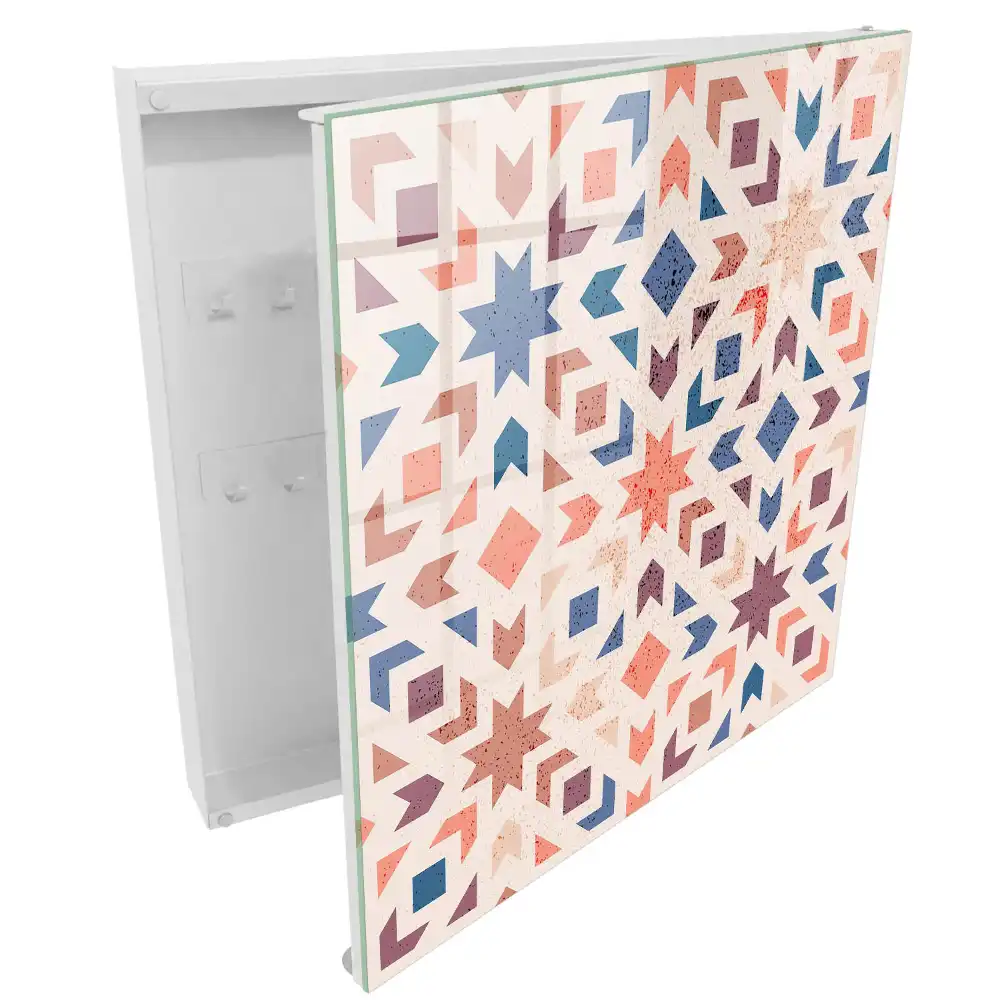 Boîte à clés motifs géométriques et couleurs chaudes