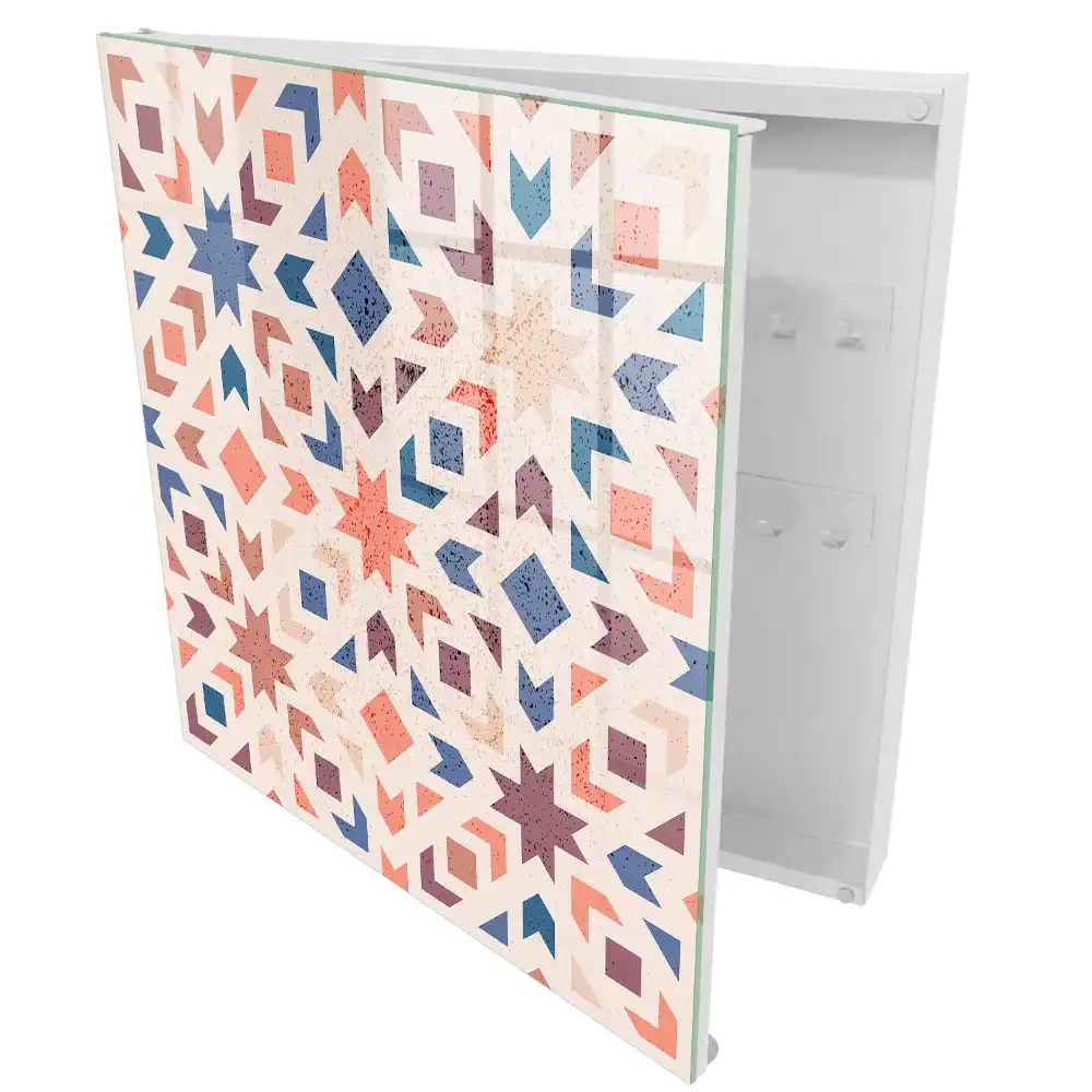 Boîte à clés motifs géométriques et couleurs chaudes