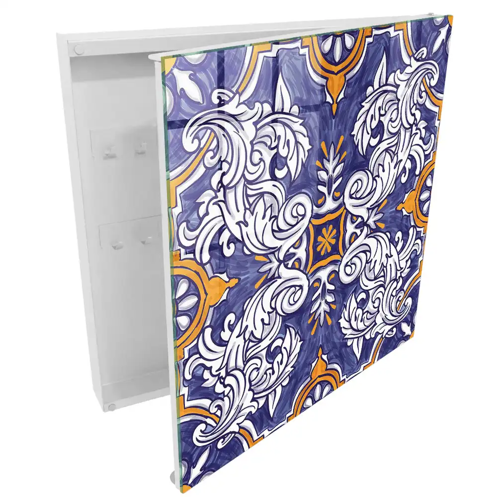 Armoire à clés motifs symétriques à motifs végétaux