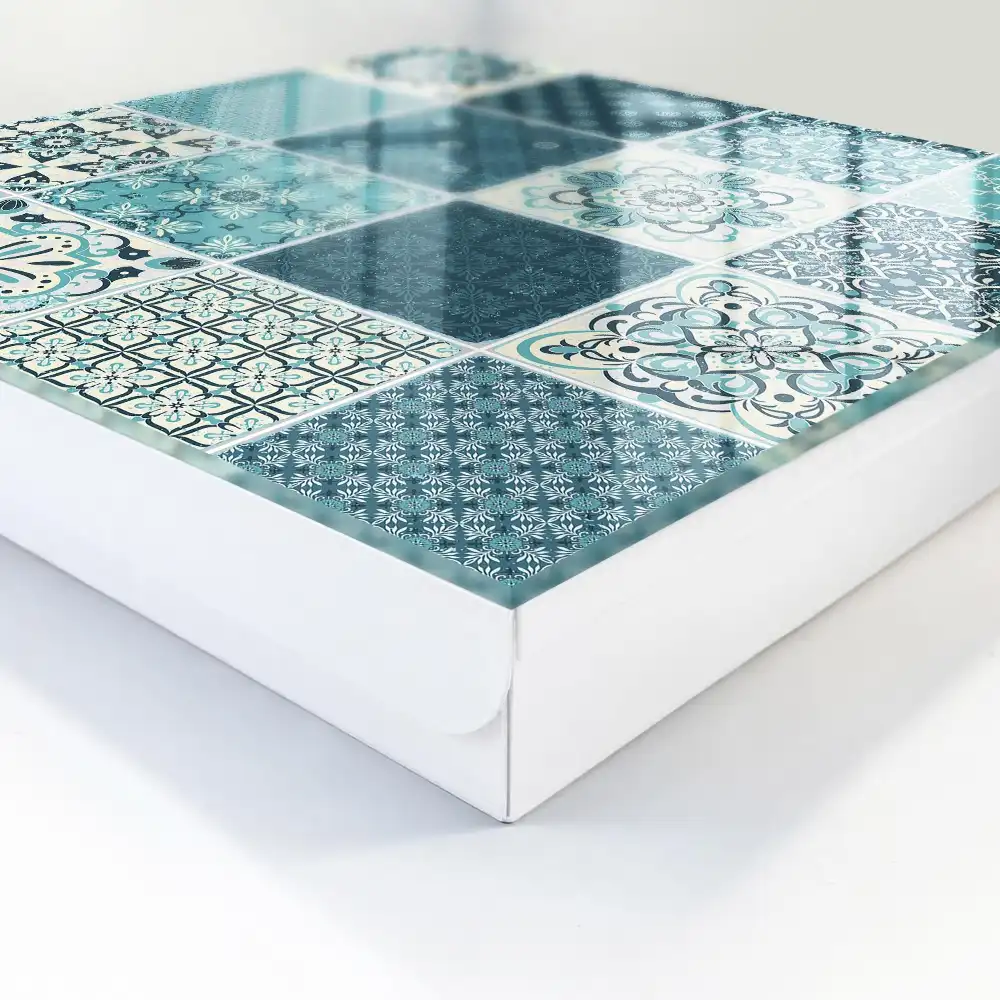 Boîte à clés murale mosaïques turquoise à motifs géométriques