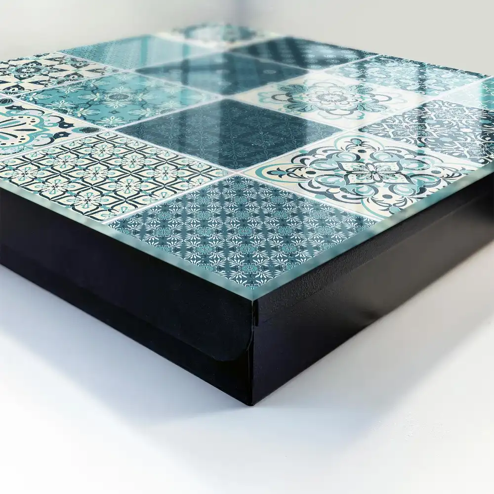 Boîte à clés murale mosaïques turquoise à motifs géométriques
