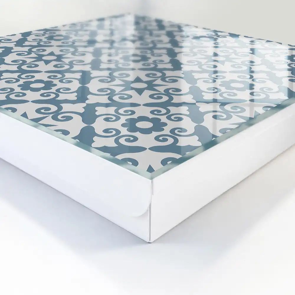 Boîte à clés murale motif géométrique gris et bleu