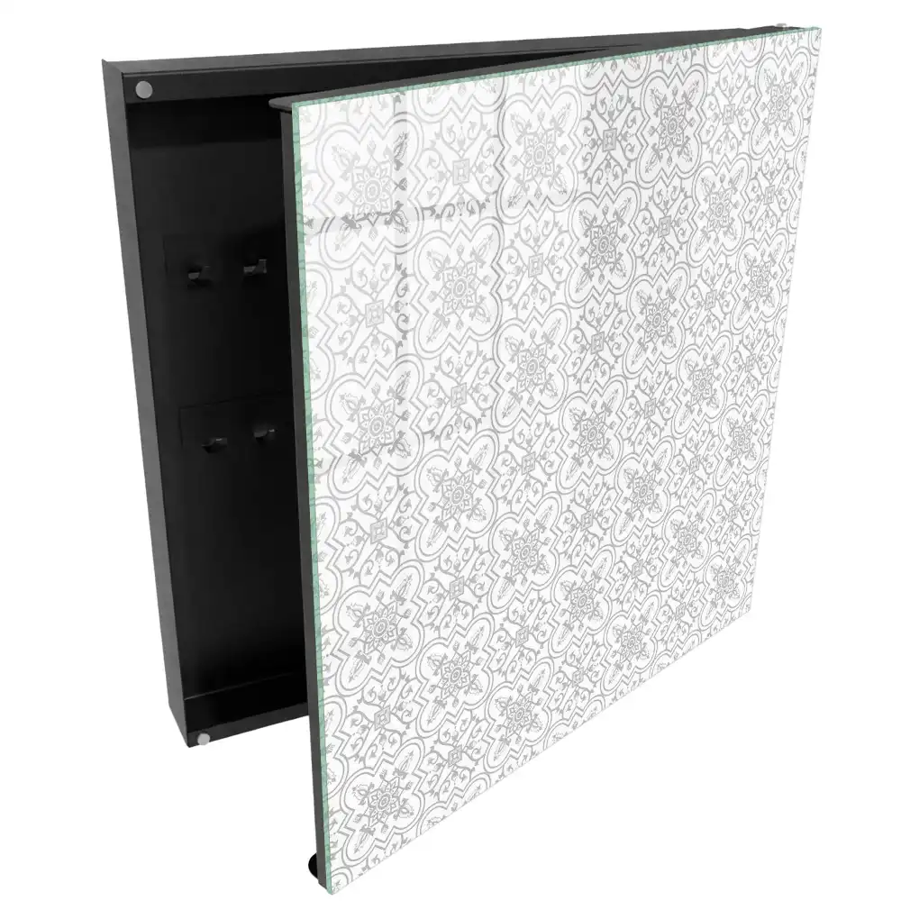 Boîte à clés géométrie de motifs gris sur fond blanc