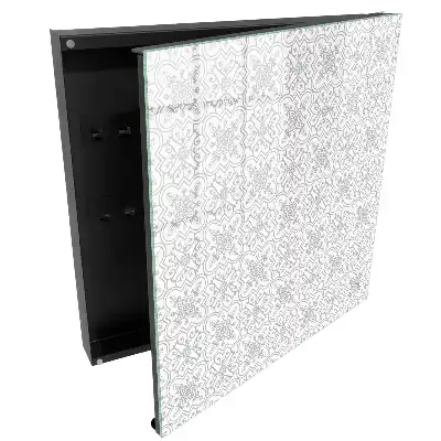 Boîte à clés géométrie de motifs gris sur fond blanc