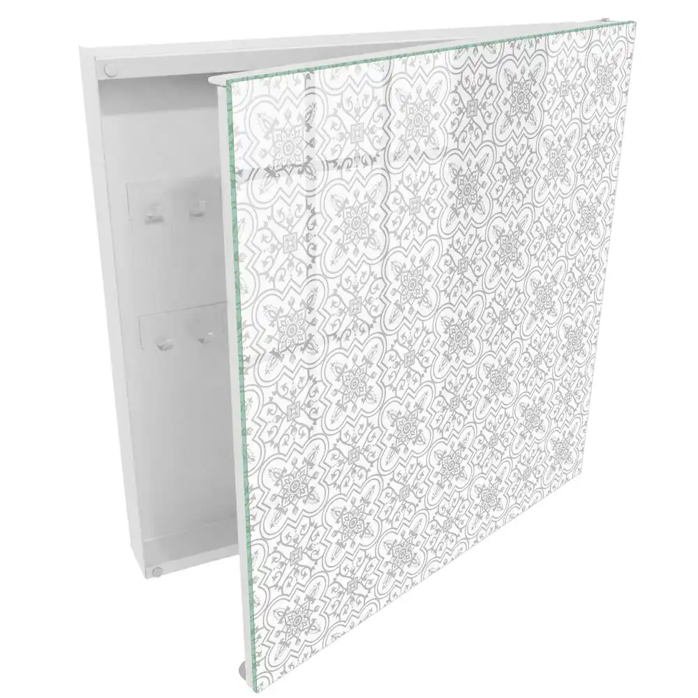 Boîte à clés géométrie de motifs gris sur fond blanc