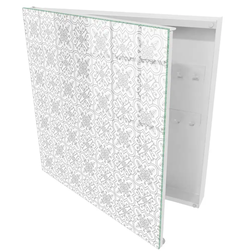 Boîte à clés géométrie de motifs gris sur fond blanc