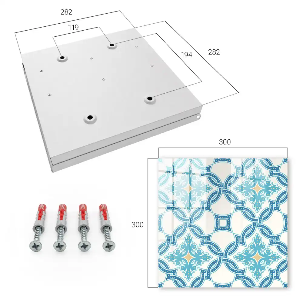Armoire à clés motifs géométriques dans des tons turquoise