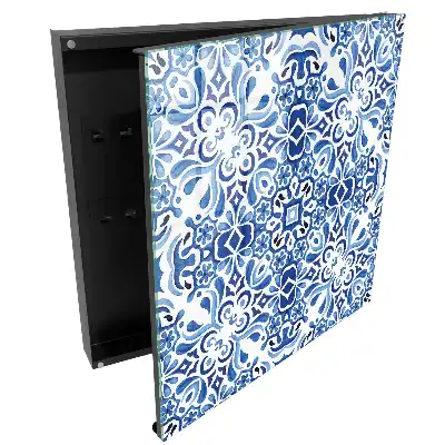 Boîte à clés motifs symétriques dans des tons de bleu