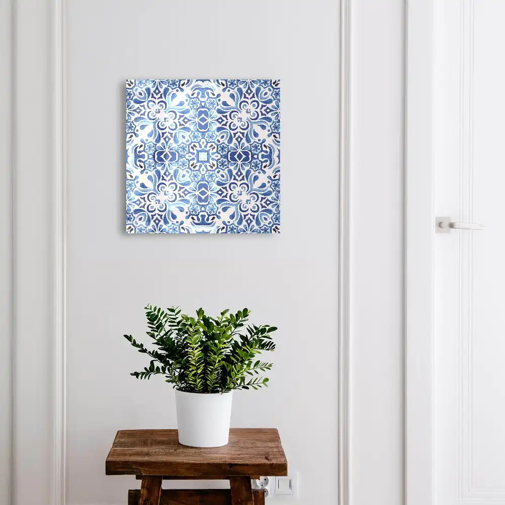 Boîte à clés motifs symétriques dans des tons de bleu