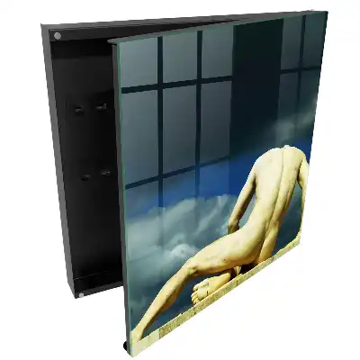 Boîte à clés murale sculpture d'un homme sur fond de nuages