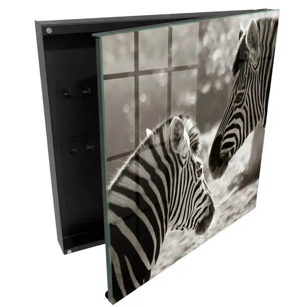 Armoire à clés zèbres en harmonie noire et blanche