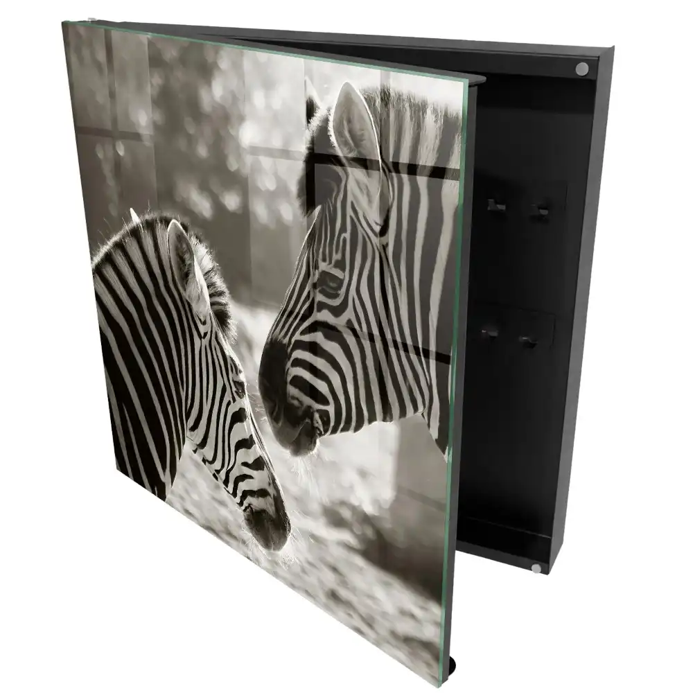 Armoire à clés zèbres en harmonie noire et blanche