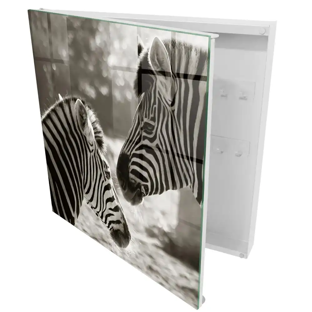 Armoire à clés zèbres en harmonie noire et blanche