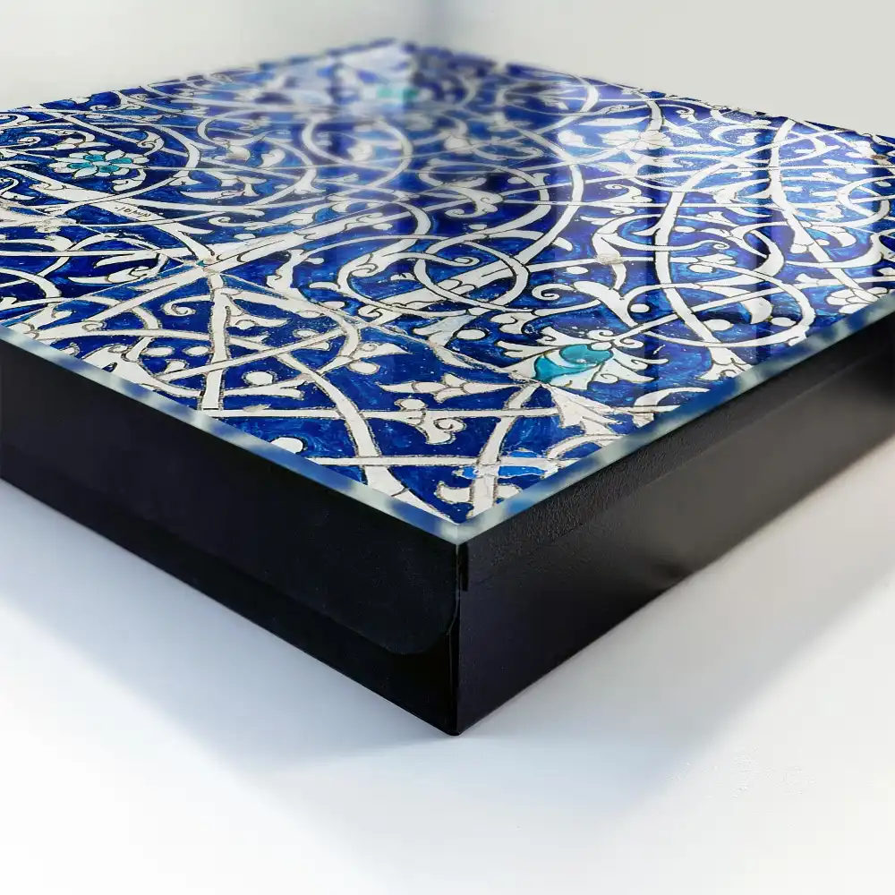Armoire à clés charme arabesque à motif bleu et blanc