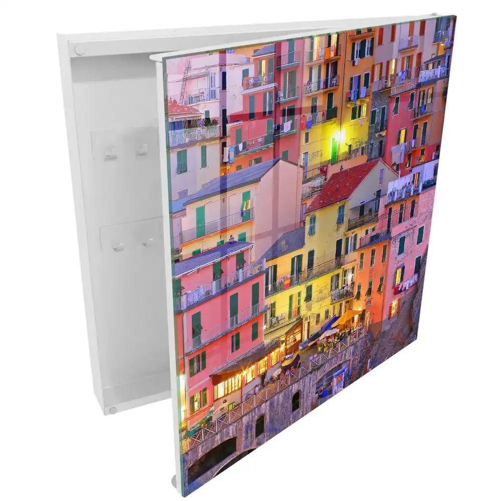 Boîte à clés murale des bâtiments colorés et animés de vie