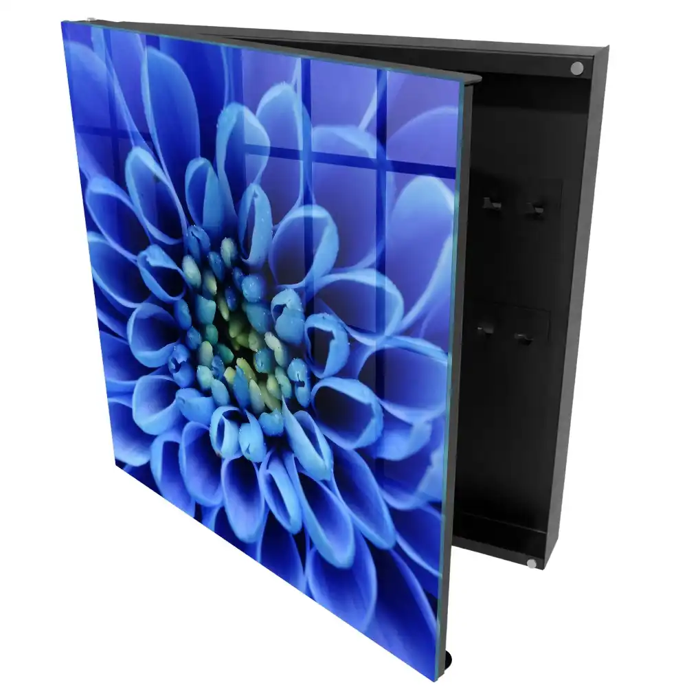 Armoire à clés des pétales d'un bleu intense sont disposés en spirale.