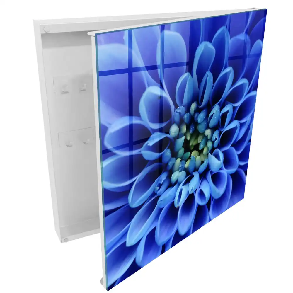 Armoire à clés des pétales d'un bleu intense sont disposés en spirale.