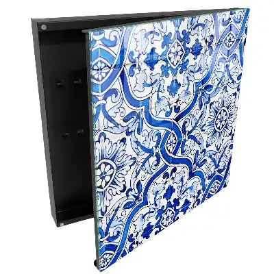 Boîte à clés motifs traditionnels de carreaux bleus