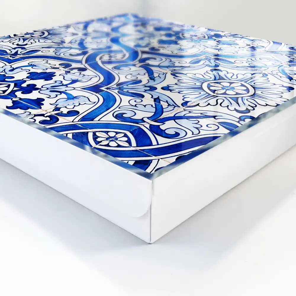 Boîte à clés motifs traditionnels de carreaux bleus