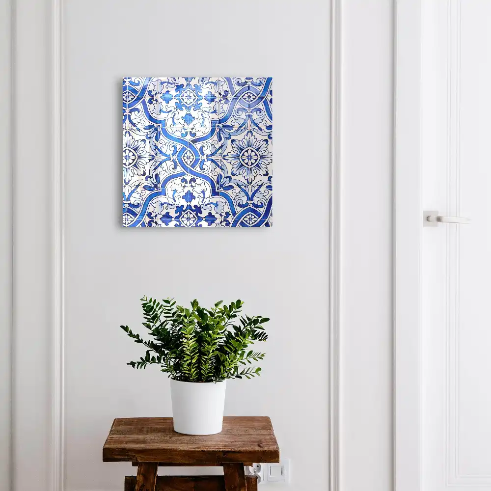 Boîte à clés motifs traditionnels de carreaux bleus