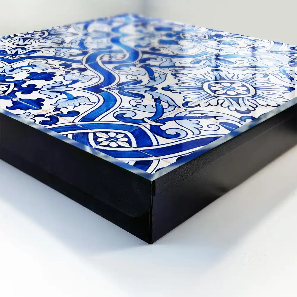 Boîte à clés motifs traditionnels de carreaux bleus