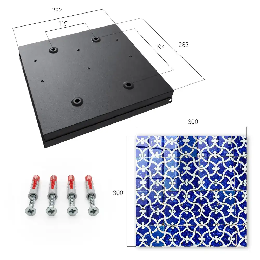 Armoire à clés carreaux bleus à motifs blancs