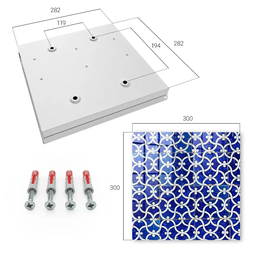 Armoire à clés carreaux bleus à motifs blancs