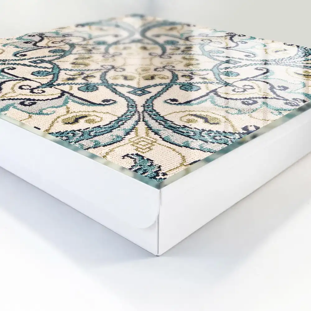 Boîte à clés motif symétrique turquoise et beige