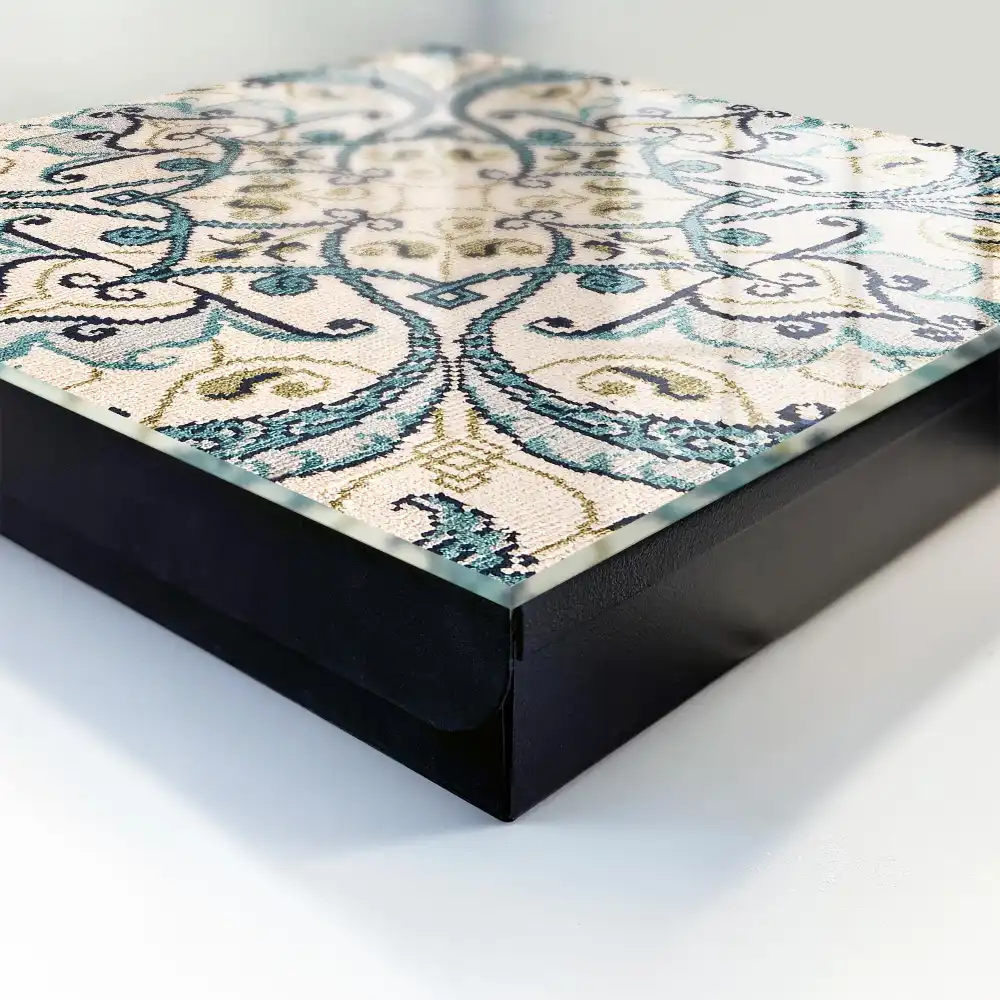 Boîte à clés motif symétrique turquoise et beige