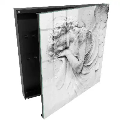 Armoire à clés relief d'un ange sur marbre