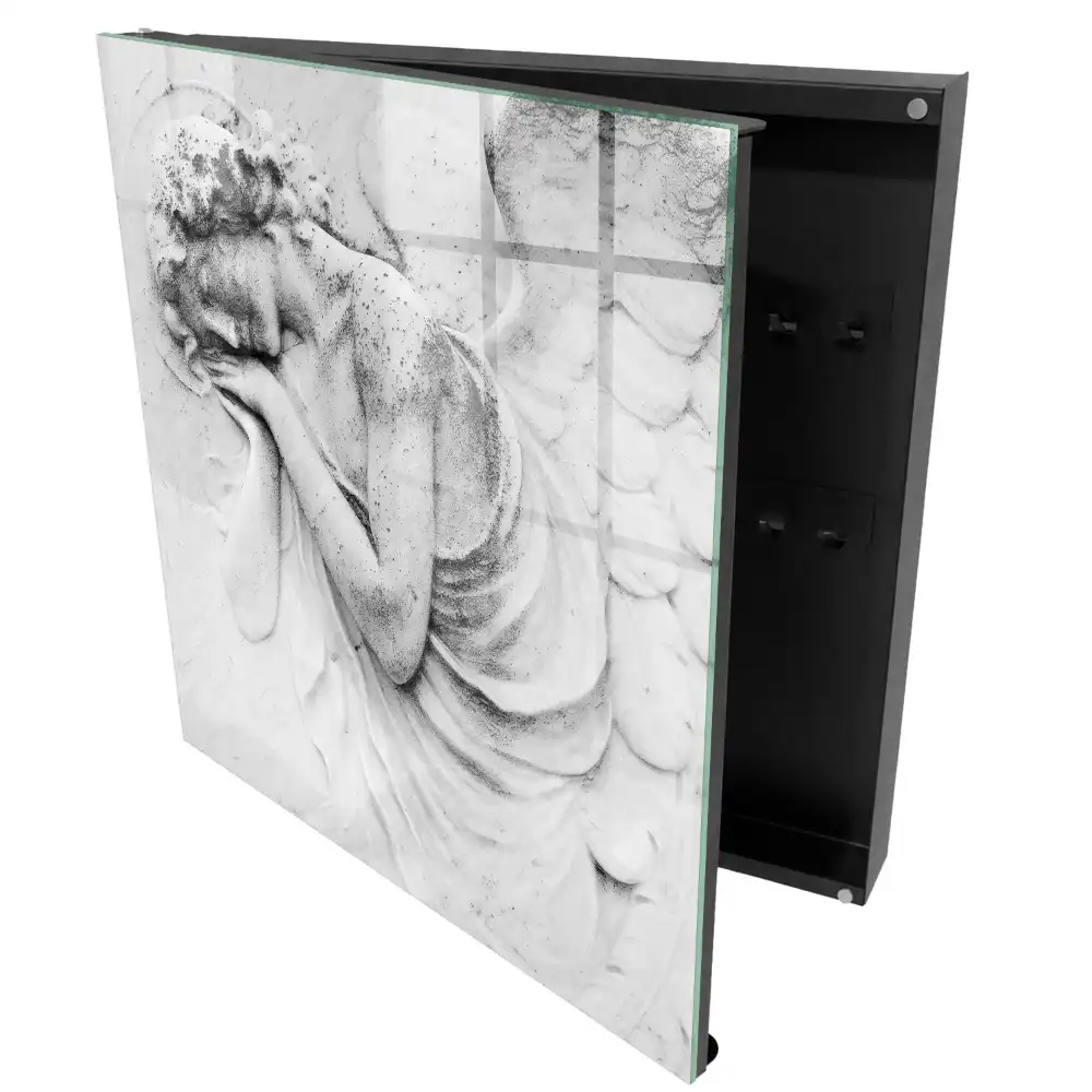 Armoire à clés relief d'un ange sur marbre