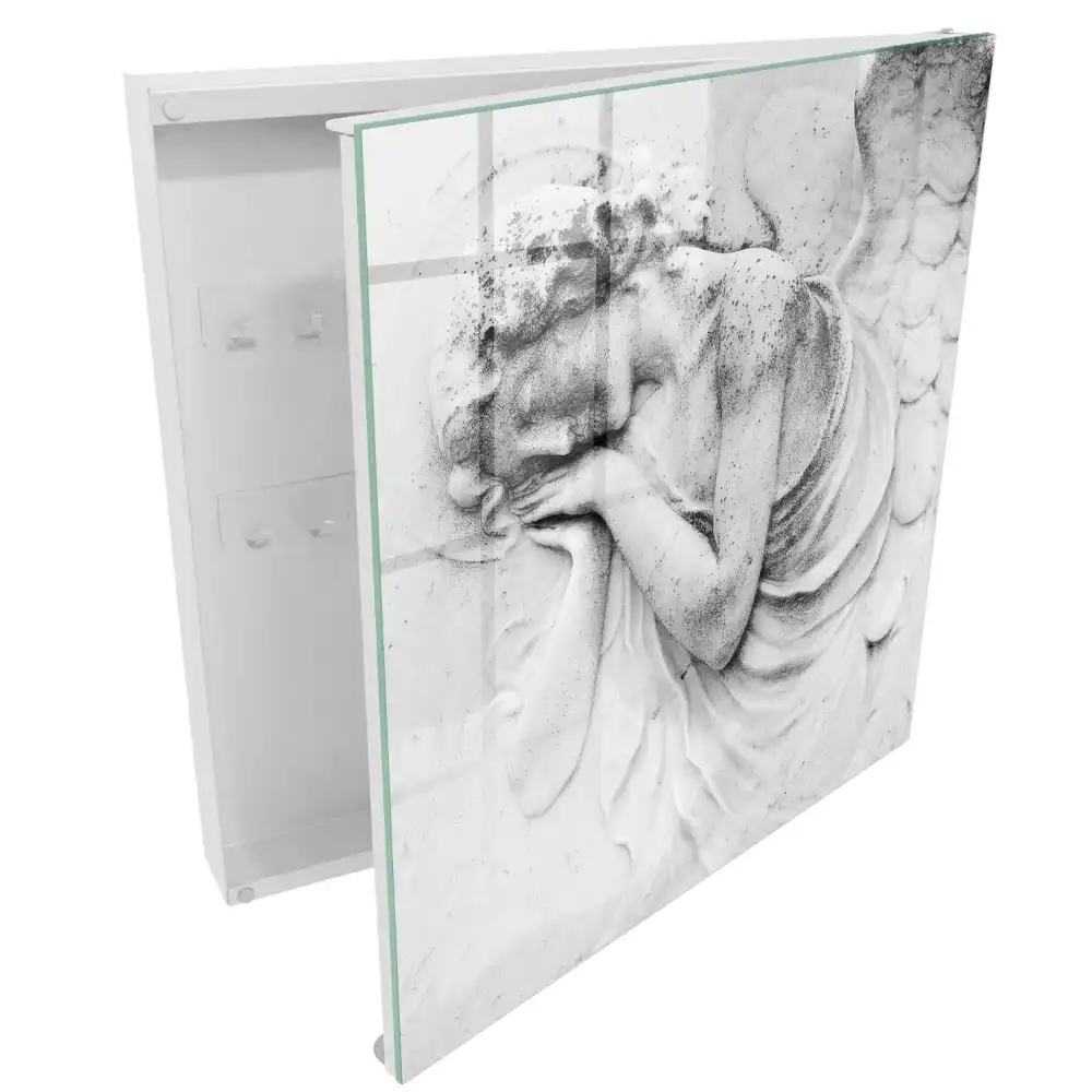 Armoire à clés relief d'un ange sur marbre