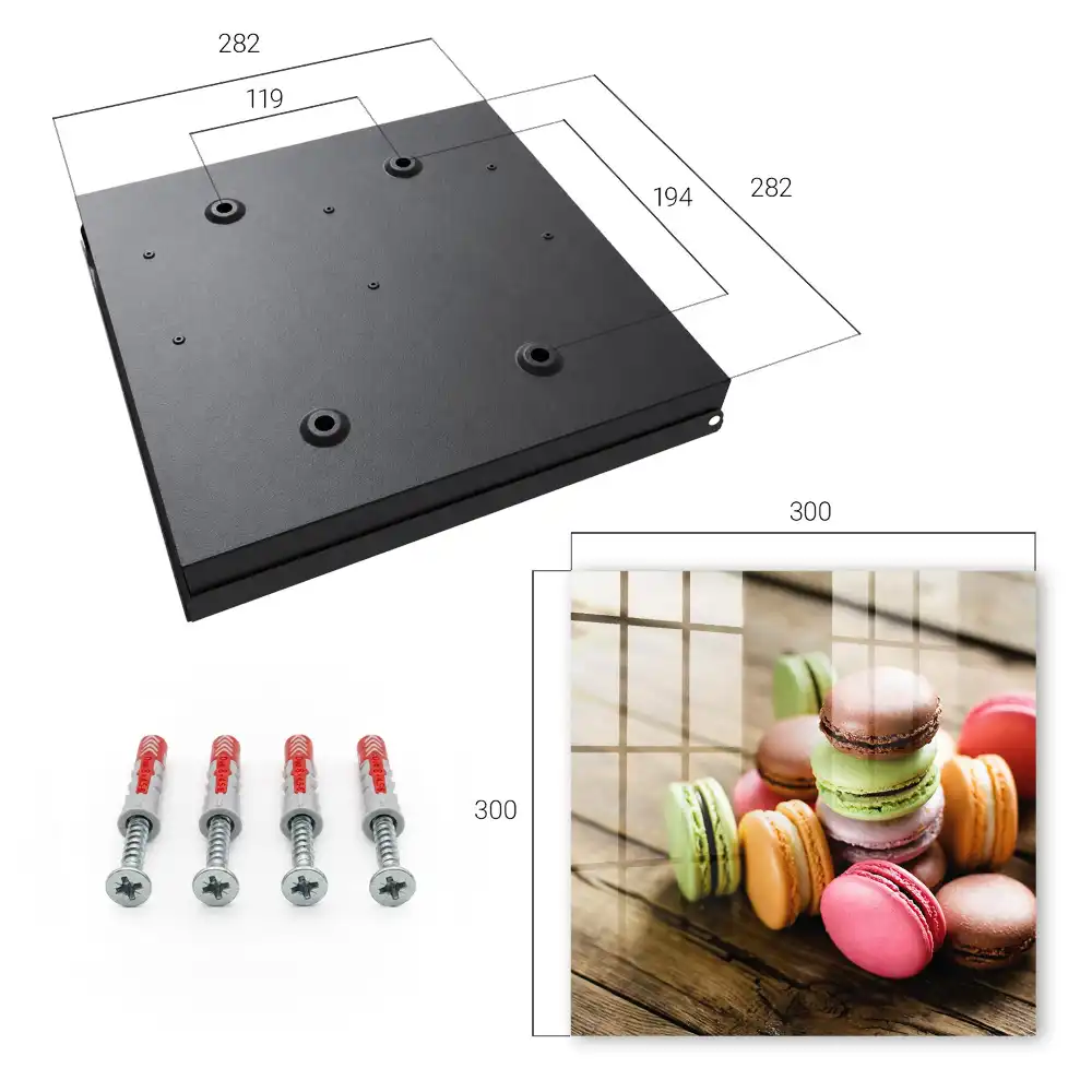 Armoire à clés macarons colorés sur fond en bois