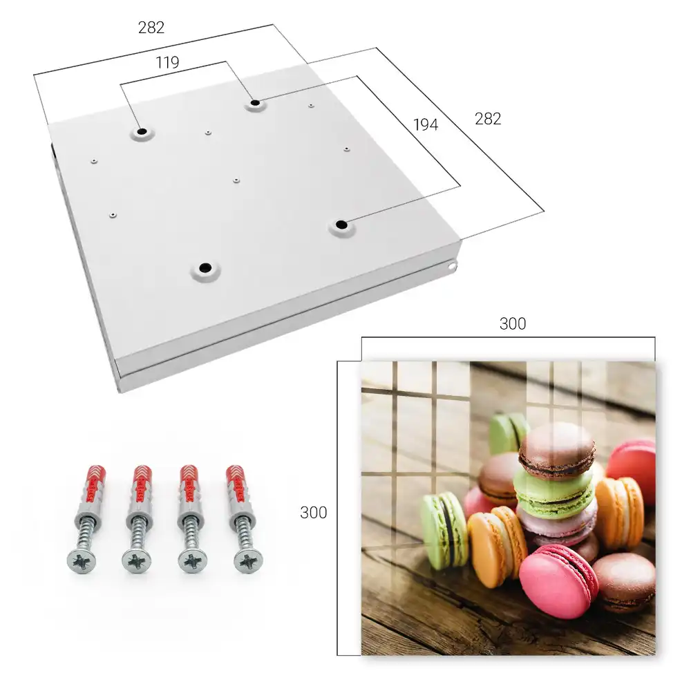 Armoire à clés macarons colorés sur fond en bois
