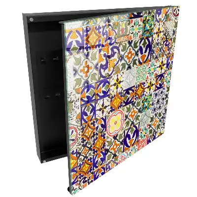 Boîte à clés carreaux de céramique colorés aux motifs variés