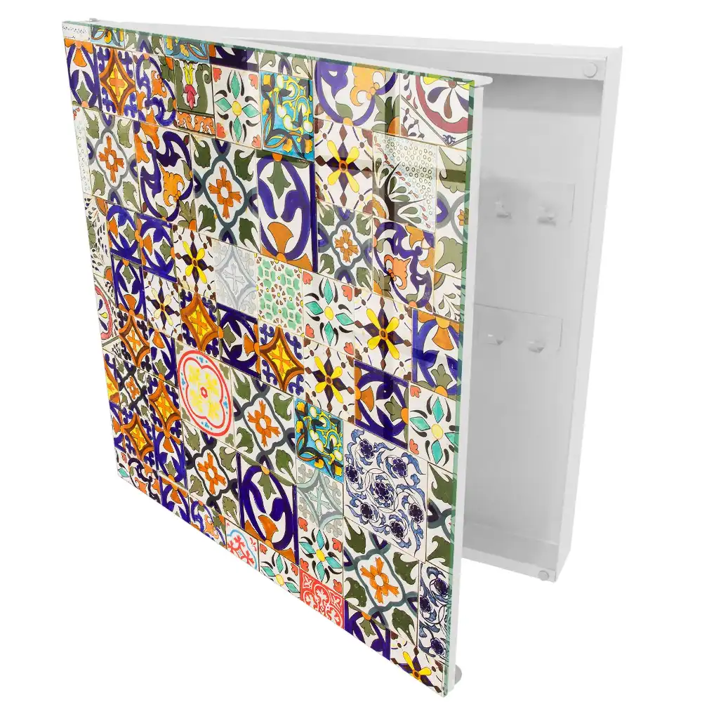 Boîte à clés carreaux de céramique colorés aux motifs variés