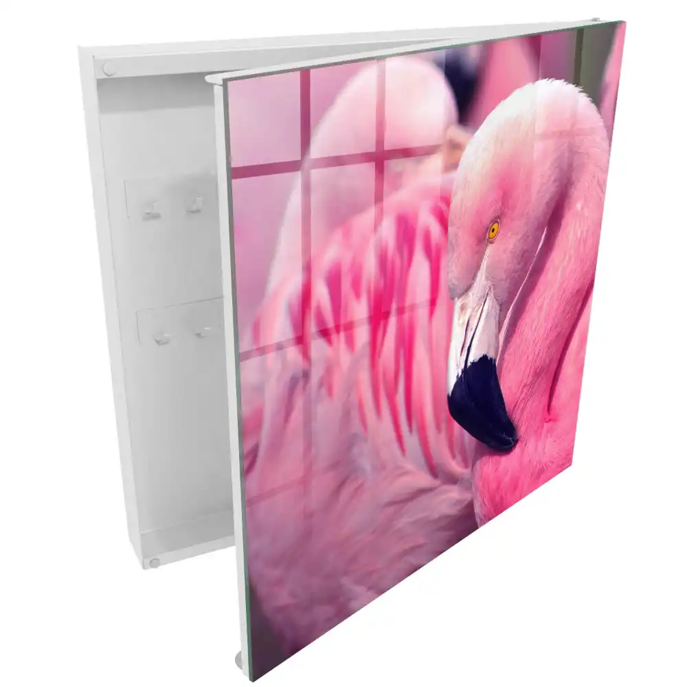 Armoire à clés flamants roses dans une douce lumière