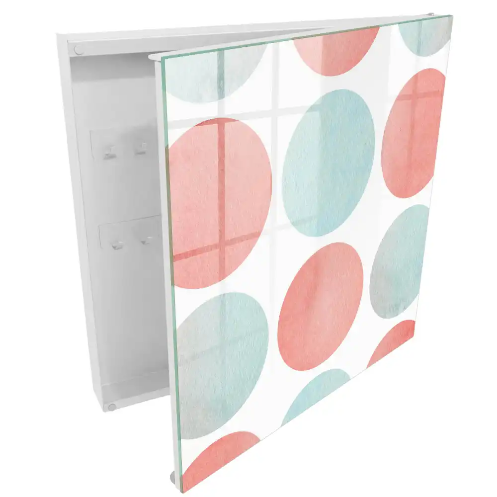 Armoire à clés cercles pastel sur fond blanc