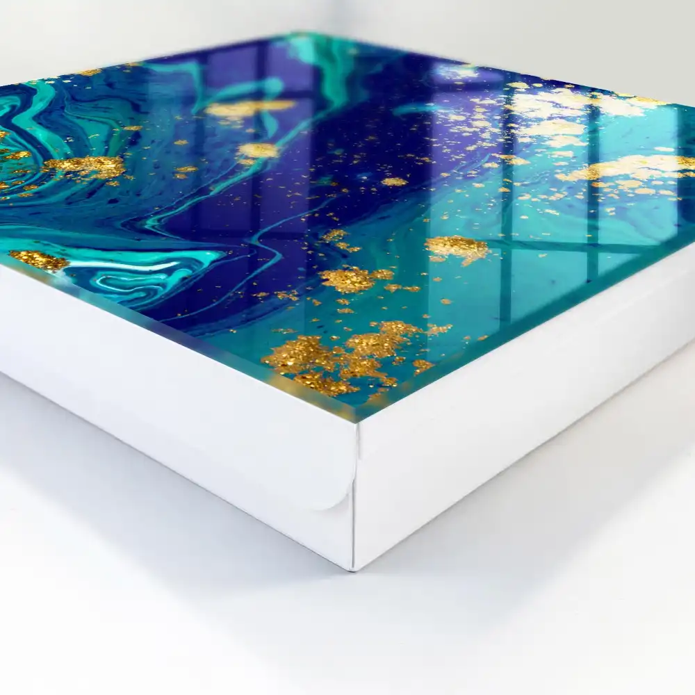 Armoire à clés abstraction dynamique aux tons turquoise et bleu marine
