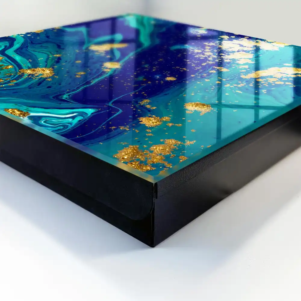 Armoire à clés abstraction dynamique aux tons turquoise et bleu marine