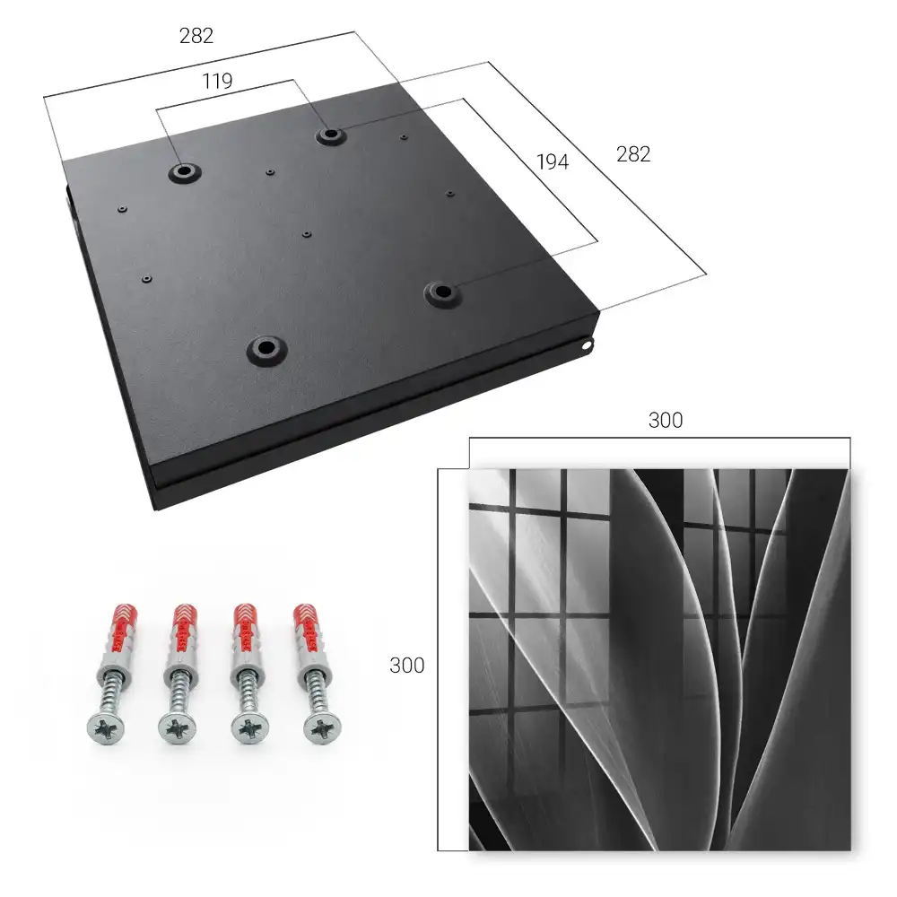 Armoire à clés feuilles noires et blanches dans une composition élégante